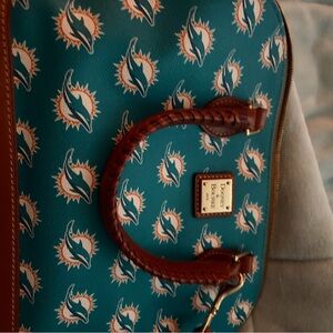 Dooney & Bourke Teal and Brown Satchel